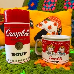 Vintage 1998 Cambells thermos and mug set